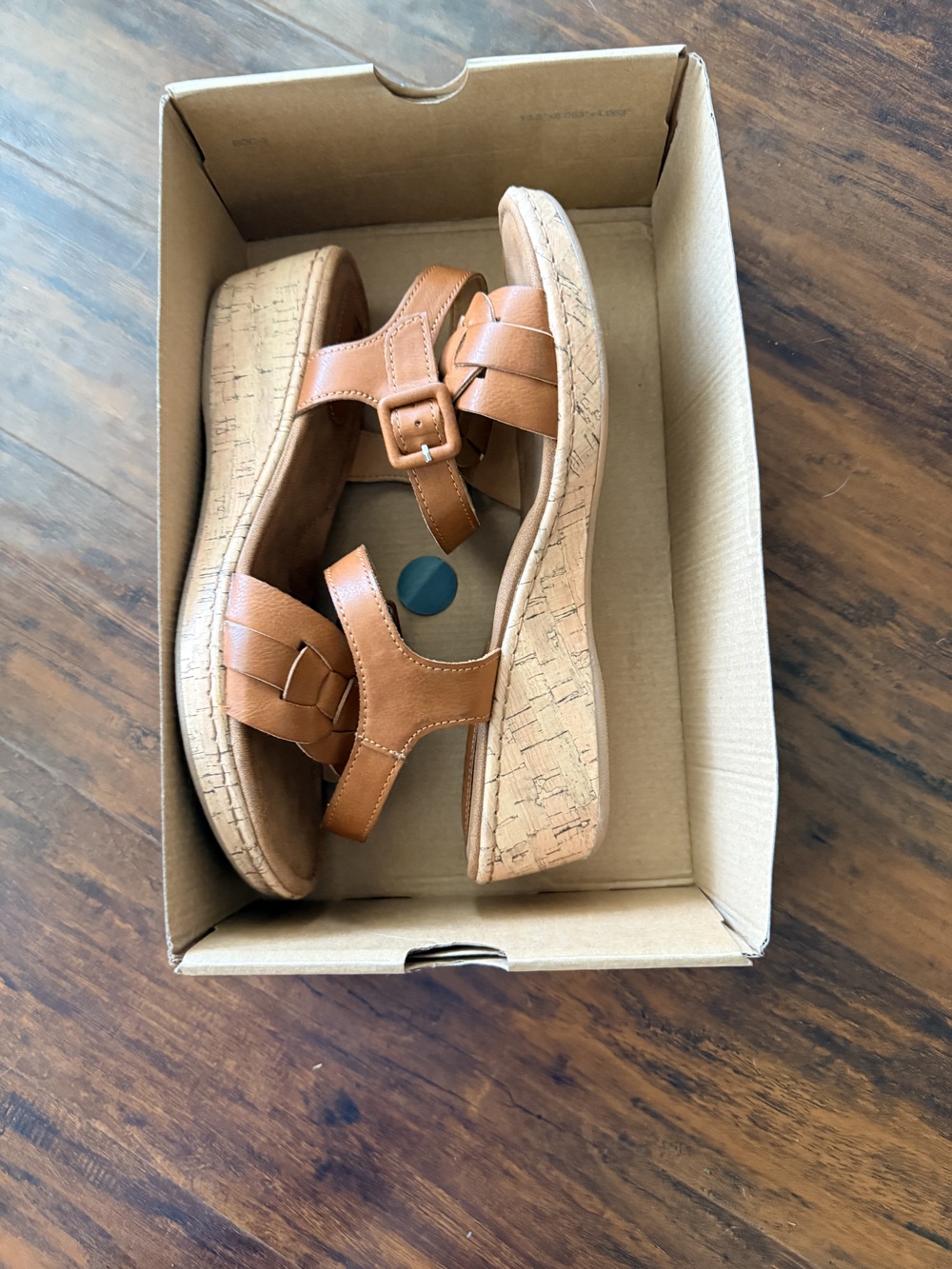 Born Lenore Women's Brown Leather Cork Wedge Sandal Size 11 Platform Boho